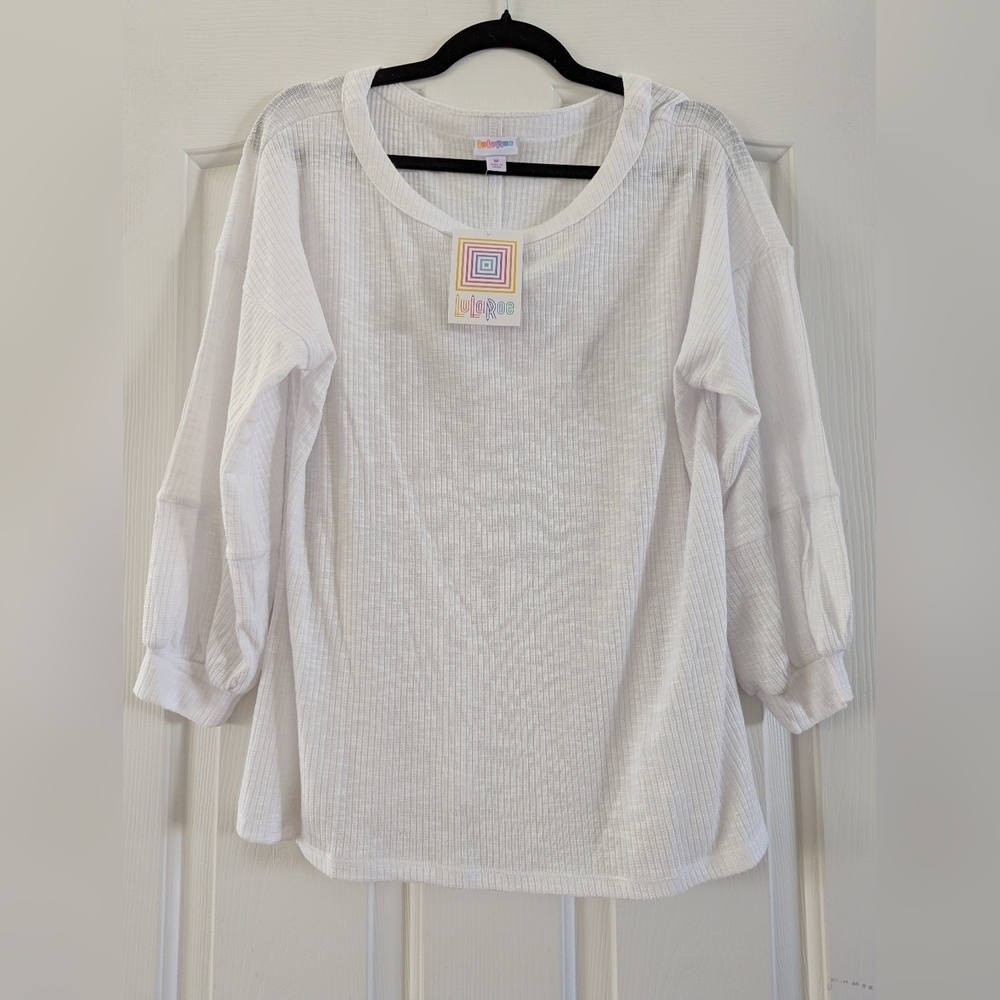 LuLaRoe Carla Women's White 3/4 Sleeve Top